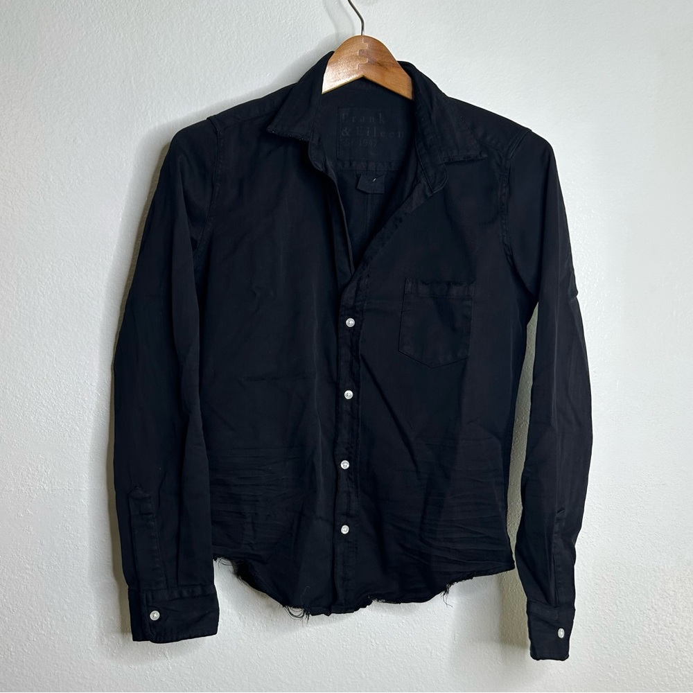 Frank & Eileen Barry Tailored Button Up Shirt in Black Famous Denim Size XS - Picture 2 of 16